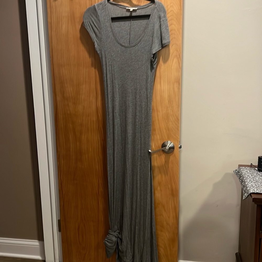 This is a gray cotton maxi dress